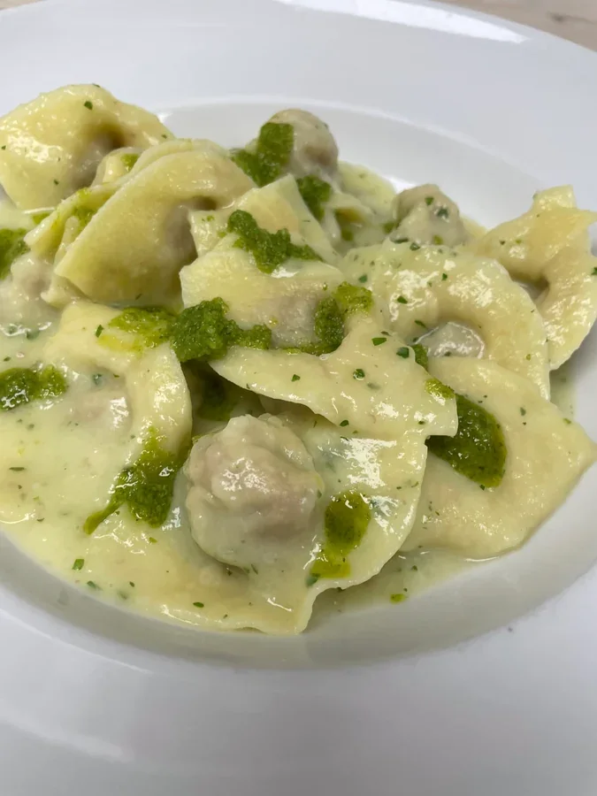Hero archive view of Ravioli di Lingua del Canavese plated at Davanti