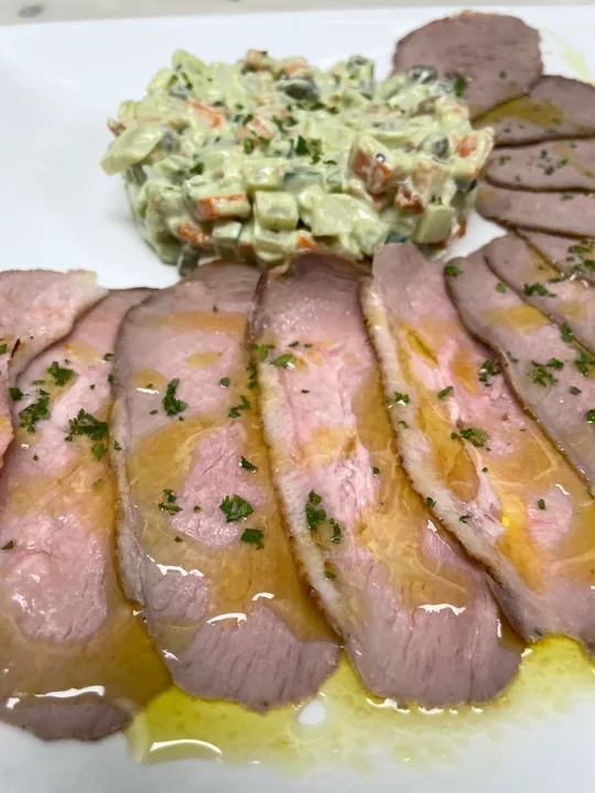 Hero archive view of Petto di Anatra con Insalata Capricciosa plated at Davanti