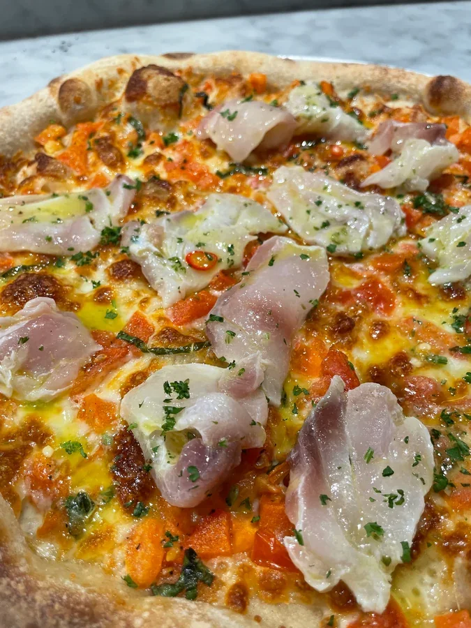 Hero archive view of Pizza Portofino plated at Davanti