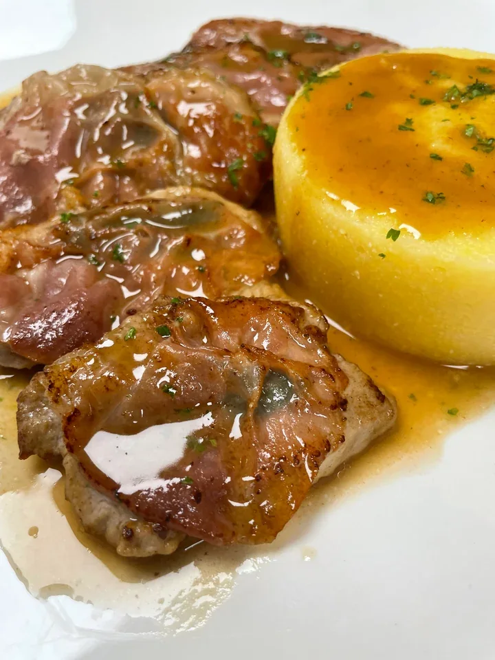 Archive view of Saltimbocca alla Romana plated at Davanti