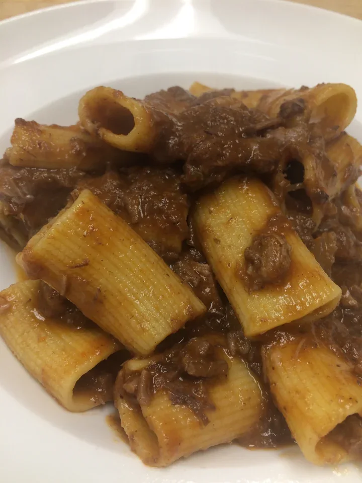 Archive view of Rigatoni con Cinghiale alla Toscana plated at Davanti