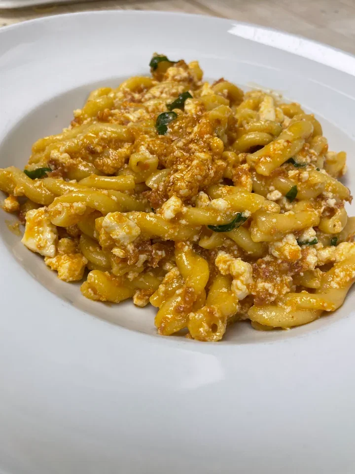 Archive view of Casarecce con Ricotta e 'Nduja alla Calabrese plated at Davanti