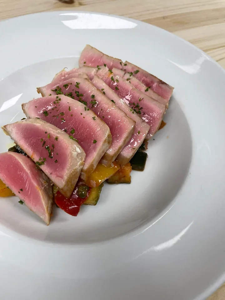 Archive view of Tagliata di Tonno alla Siciliana plated at Davanti