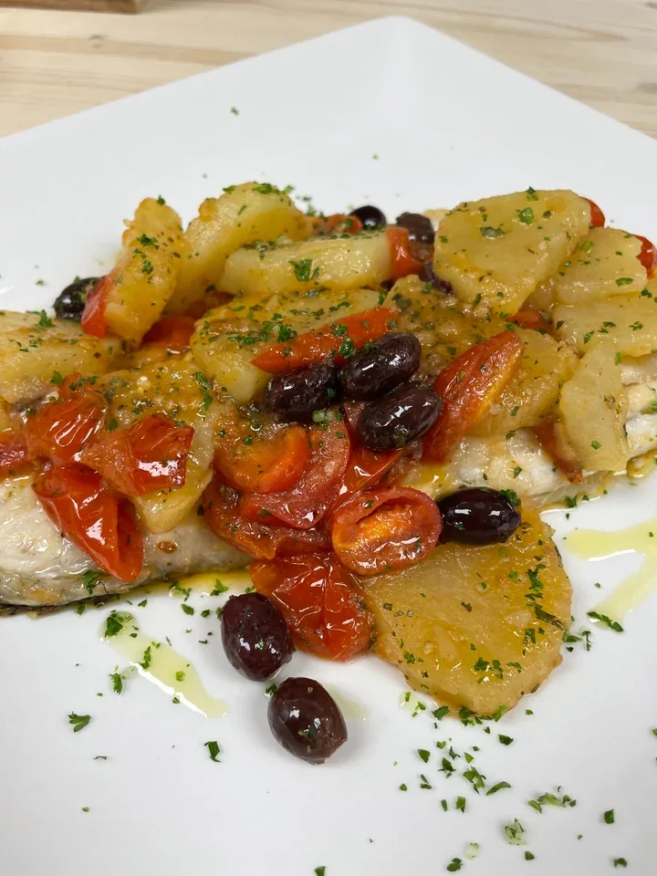 Archive view of Branzino alla Ligure plated at Davanti