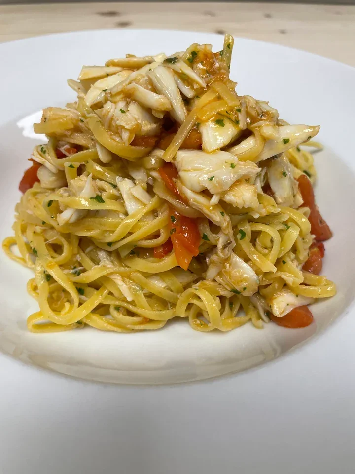 Archive view of Tagliolini con Granchio alla Veneziana plated at Davanti