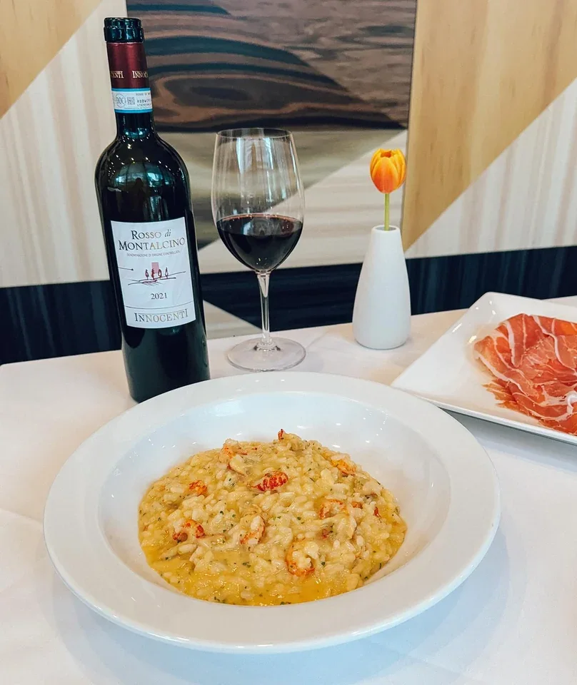 Archive view of Risotto ai Gamberi di Fiume e Limone plated at Davanti