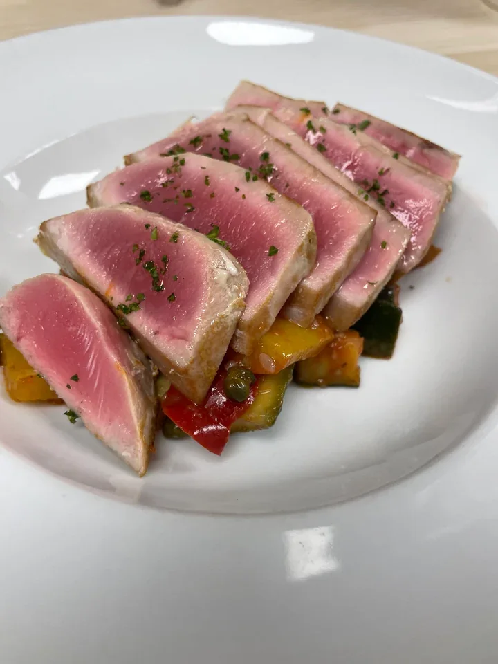 Archive view of Tonno alla Siciliana plated at Davanti