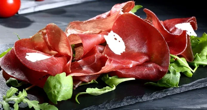 Archive view of Bresaola della Valtellina con Parmigiano plated at Davanti