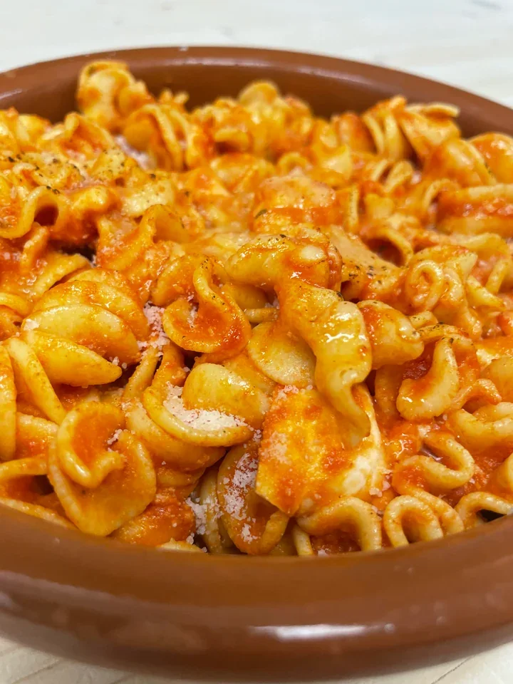 Archive view of Fusilli al Forno alla Sorrentina plated at Davanti