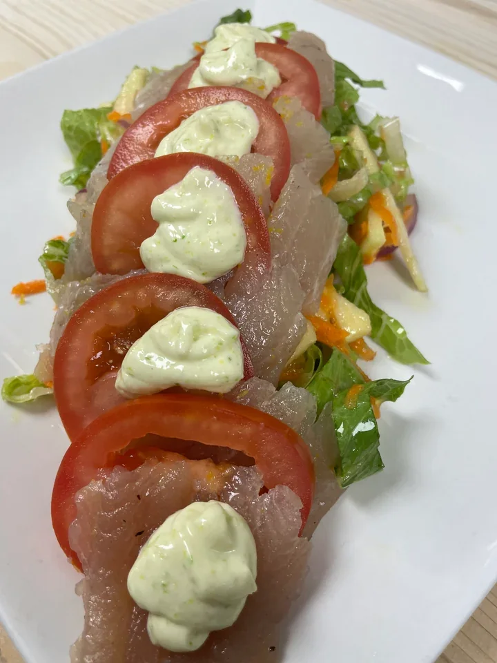 Archive view of Insalata di Trota Affumicata All’essenza di Arancia Maionese al Sedano plated at Davanti