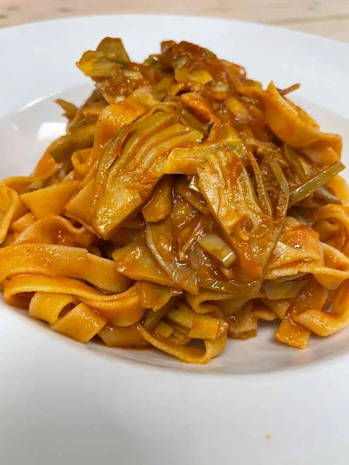 Archive view of Fettuccine con Carciofi alla Pugliese plated at Davanti