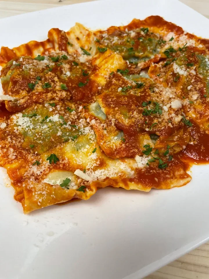 Archive view of Raviolo Scapolese plated at Davanti